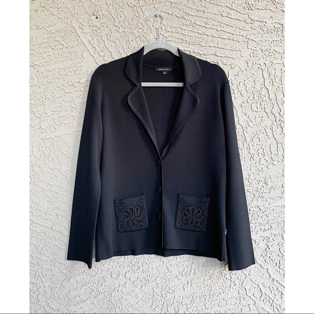BCBGMaxAzria Ribbed Knit Embroidered Pocket Blazer - Picture 1 of 5